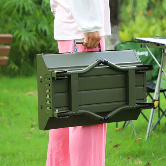 Portable grill with handle.