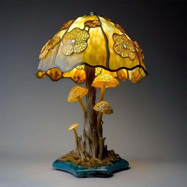 Lámpara de mesa de la serie Mushroom de vidrieras