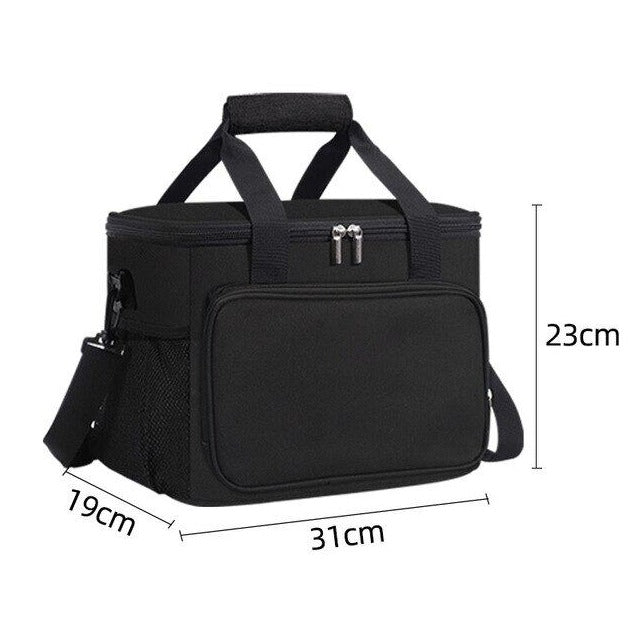 Thermal Insulated Food Cooler Bag; Volume 15L Perishables Bag; Cooler; Waterproof & Tear Resistant; Design Black