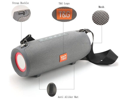 T&G RGB Light Bluetooth Speaker, Adjustable Strap Buckle, Anti Slip Stand