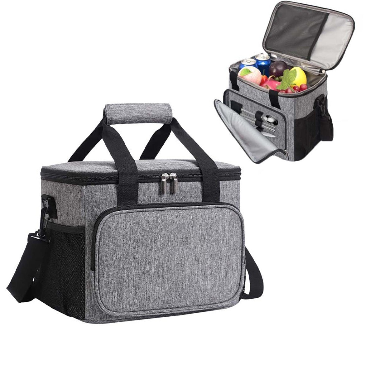 Thermal Insulated Food Cooler Bag; Perishables Bag; Waterproof & Tear Resistant; Design Grey 