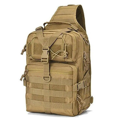 Single Strap Military Utility Rucksack; Design Khaki; Volume Capacity 20L; Multiple Large Pockets; Outdoor Equipment