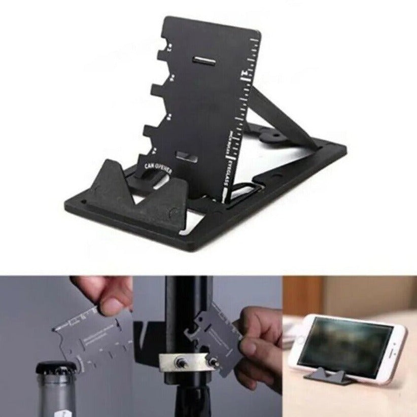 Card Sized stainless steel  Phone Holder, multi-tool 