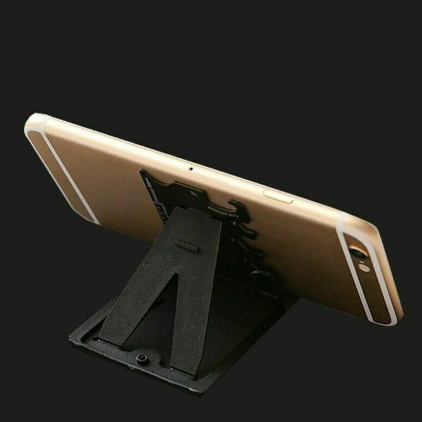 Card Sized stainless steel Phone Holder, multi-tool