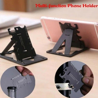 Card Sized stainless steel  Phone Holder, multi-tool 