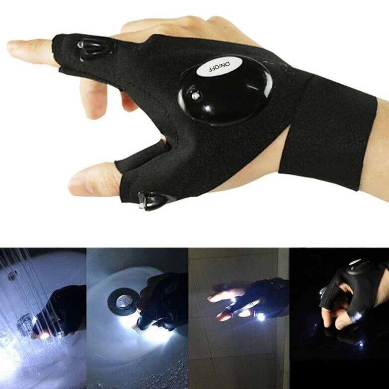 Fingerless Fishing Glove LED Light, Waterproof