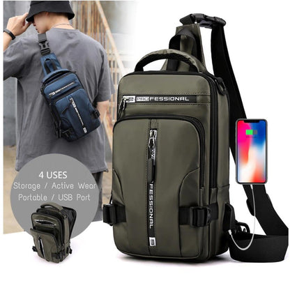 Oxford Nylon Rucksack, Portable, USB Port, Storage, Active Wear 