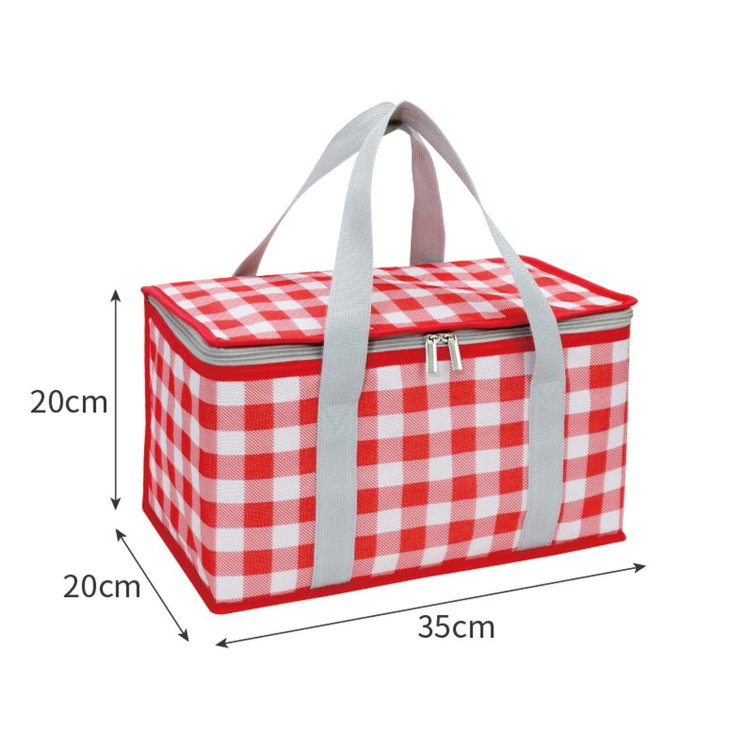 Thermal lunch bag, red picnic pattern design. Waterproof & Leak proof.