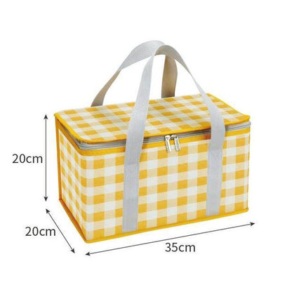 Thermal lunch pale, yellow picnic design pattern. Waterproof & leak proof 